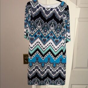 Studio One Blue and Black Patterned Dress